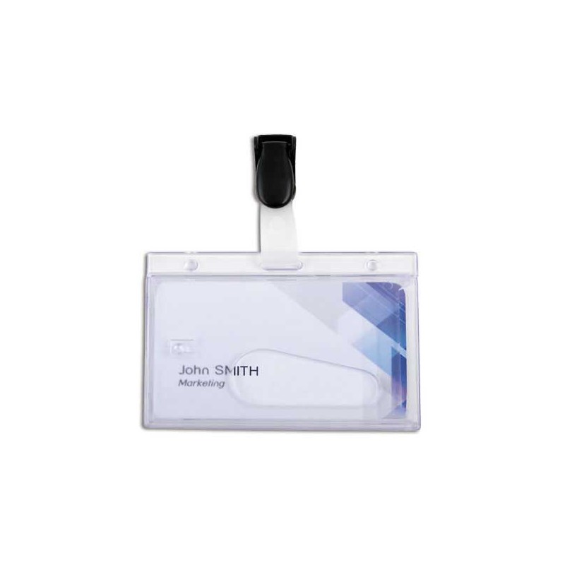 Porte-badges securité grainé 1 carte 8,6x5,4 cm avec pince plastique  x25 - Fiducial