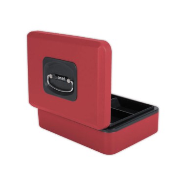 Caissette à monnaie 3 compartiments ouverture bouton poussoir rouge  - Fiducial