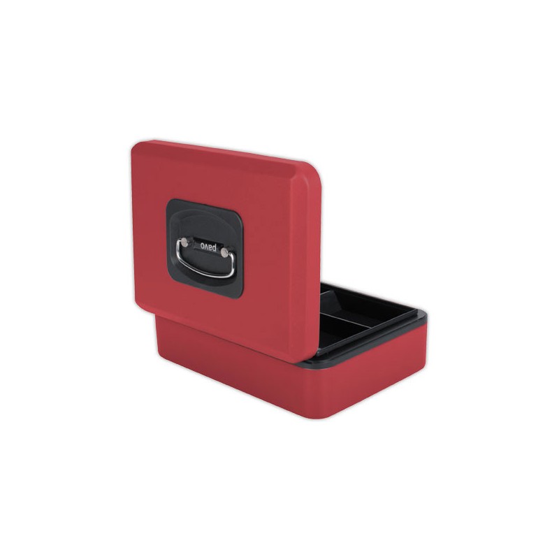 Caissette à monnaie 3 compartiments ouverture bouton poussoir rouge  - Fiducial