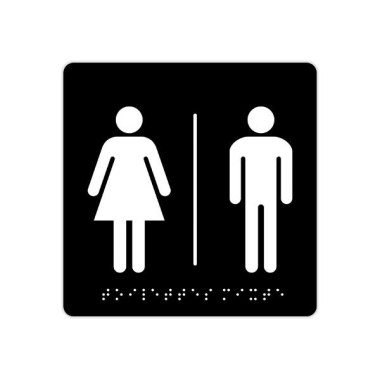 Plaque de signalisation "Toilettes Mixtes" en Braille PAVO  - Fiducial