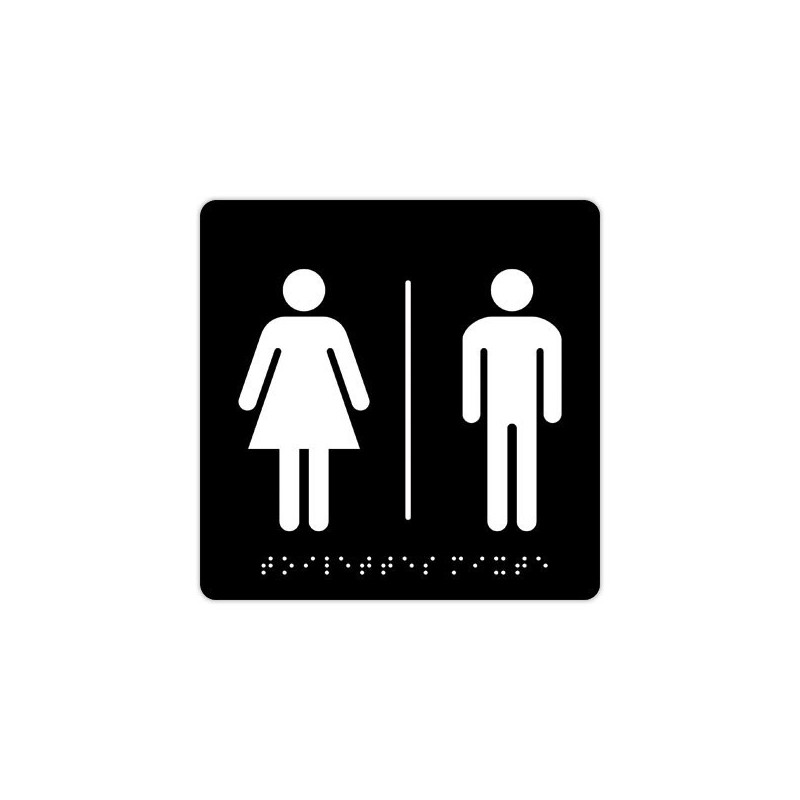 Plaque de signalisation "Toilettes Mixtes" en Braille PAVO  - Fiducial