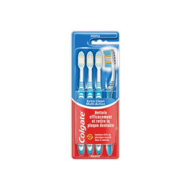 Pack de 4 brosses à dents Colgate Souple  - Fiducial