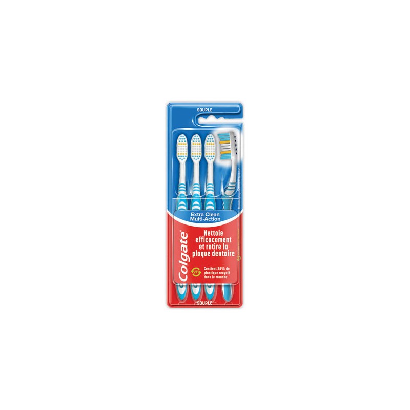 Pack de 4 brosses à dents Colgate Souple  - Fiducial