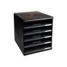 Module de classement 5 tiroirs ouverts - noir  - Fiducial