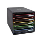 Module Biog Box + 5 tiroirs assortis A4+ corps noir  - Fiducial