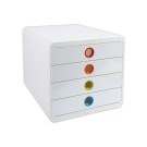 Module de classement 4 tiroirs pop boxblanc  - Fiducial