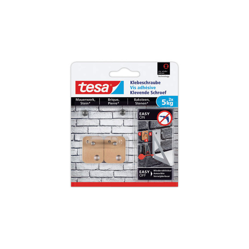 2 vis adhésives rectangulaire pour brique et pierre 5kg TESA - Tesa