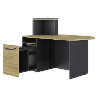 Comptoir espace de rangement à gauche chêne du bocage monté - Gautier Office