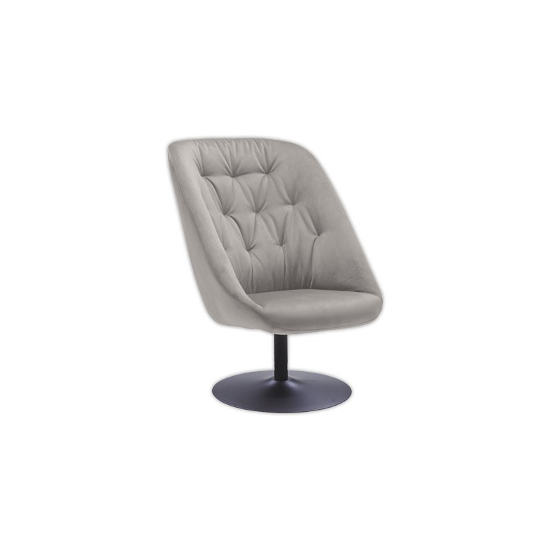 Fauteuil SCOOP pivotant 1 pied noir tissu gris monté. - Paperflow