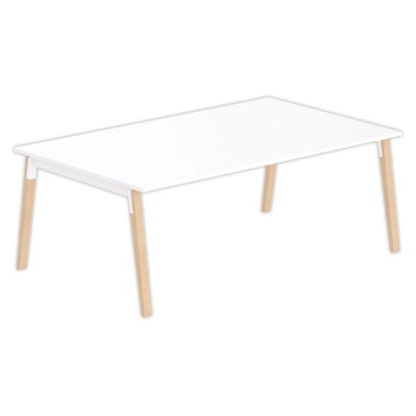 Table de réunion 200 x 120 cm blanc / hêtre - Shopdeschefs