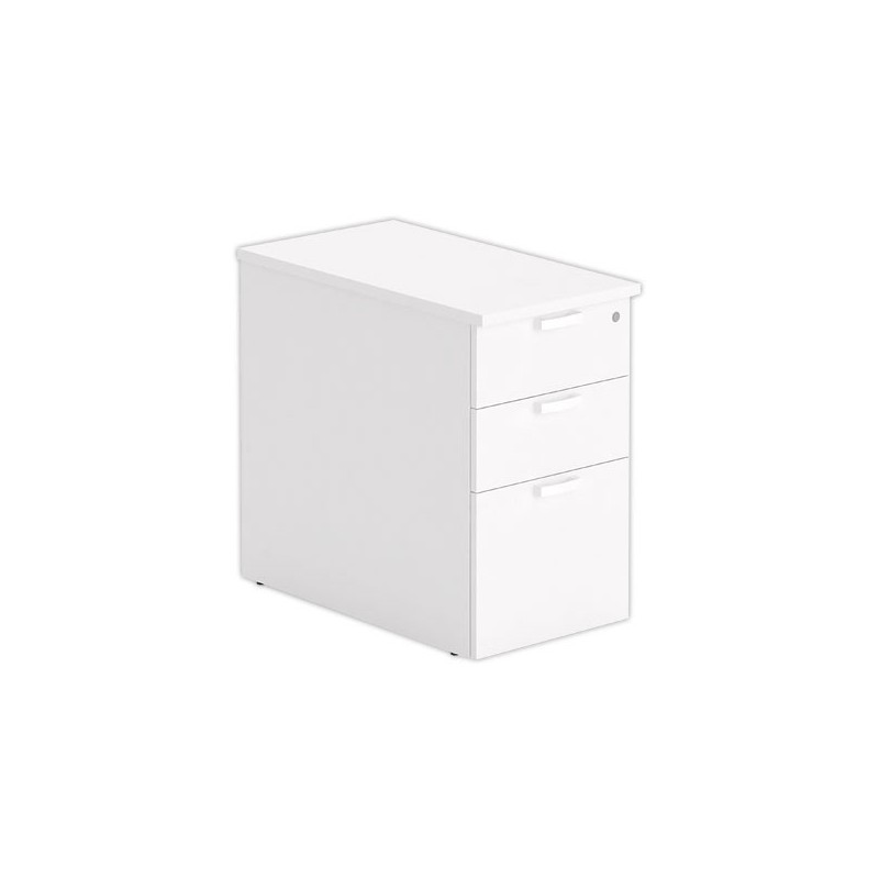 Caisson hauteur bureau blanc 3 tir. prof.80cm plumier monté - Shopdeschefs