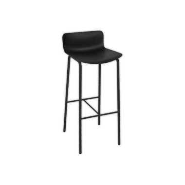 Tabouret haut H 75 cm POPP dossier basnoir - Shopdeschefs