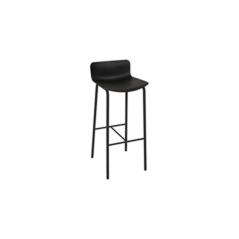 Tabouret haut H 75 cm POPP dossier basnoir - Shopdeschefs