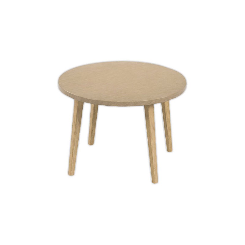 Table basse unie upcyclée couleur camel montée - Shopdeschefs