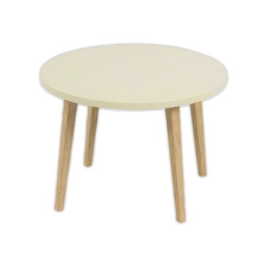 Table basse unie upcyclée beige montée - Shopdeschefs