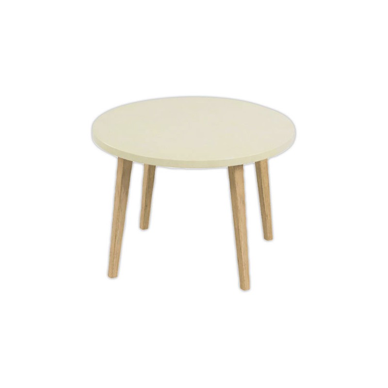 Table basse unie upcyclée beige montée - Shopdeschefs