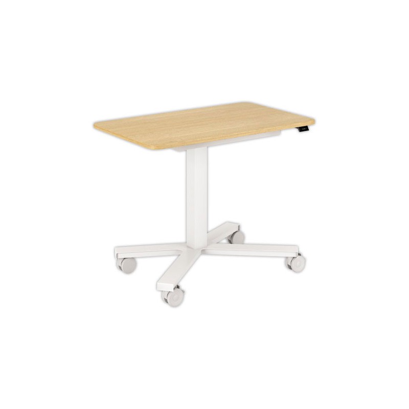 Table 90x55 cm mobile etréglable en hauteur Hêtre/Blc montée - Shopdeschefs