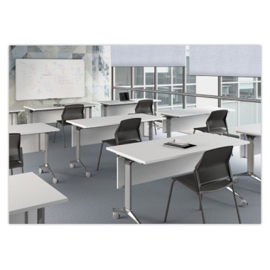 Table rabattable 180x70 blanc/alu montée - Shopdeschefs