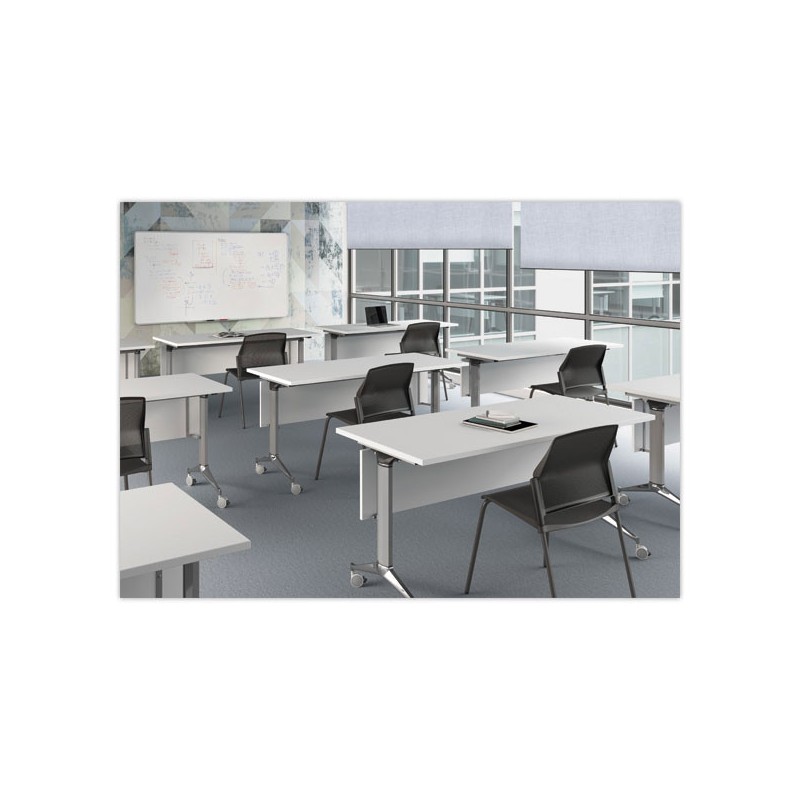 Table rabattable 180x70 blanc/alu montée - Shopdeschefs