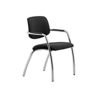 Sièges visiteurs tissu noir 4 pieds acier chromés x2 - Shopdeschefs