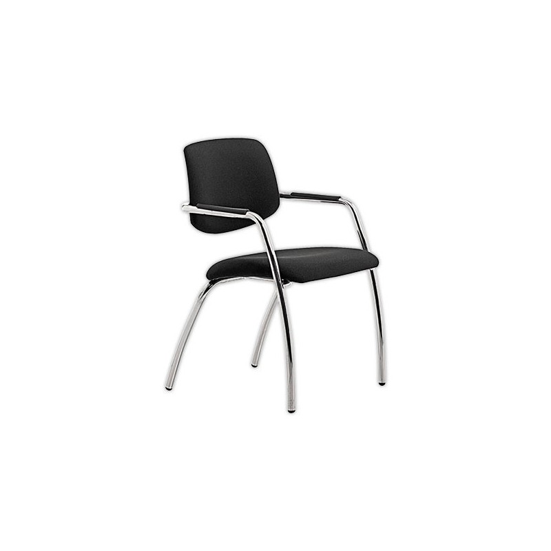 Sièges visiteurs tissu noir 4 pieds acier chromés x2 - Shopdeschefs