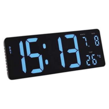 Horloge murale ou à poser - noir à leds bleus - Alba