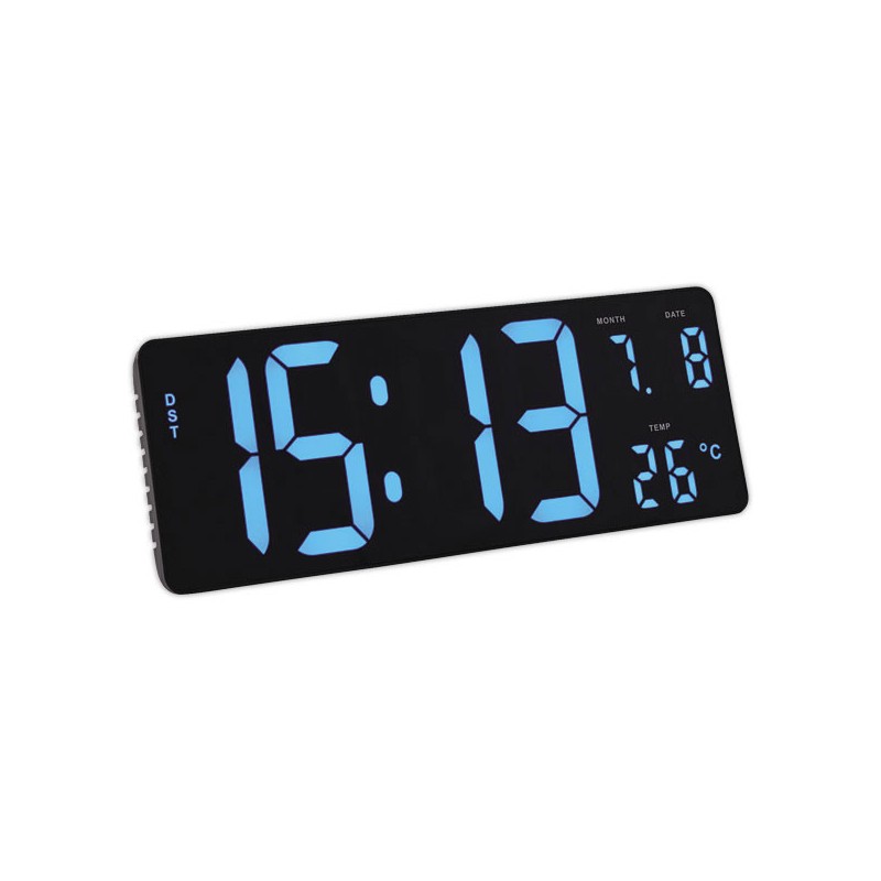 Horloge murale ou à poser - noir à leds bleus - Alba