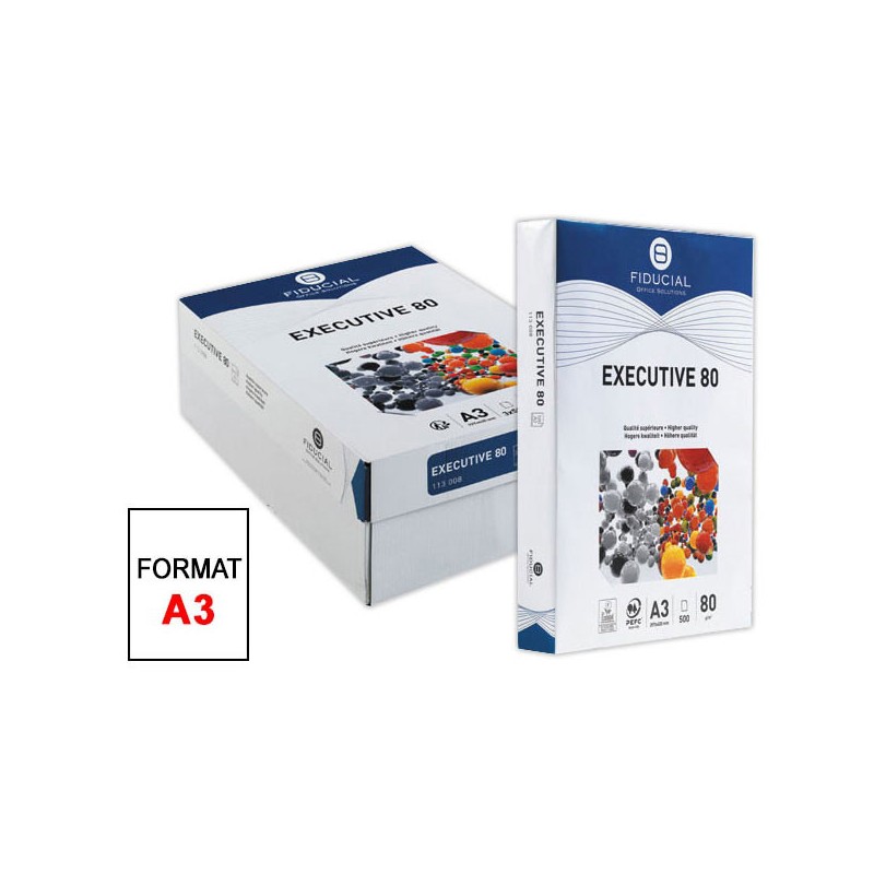 Ramettes de 500 feuilles de papier blanc A3 80g EXECUTIVE 80 FIDUCIAL x3 - Fiducial Office Solutions