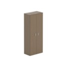 Armoire haute mélaminé 2 portes 197x80x42 cm noyer - Shopdeschefs