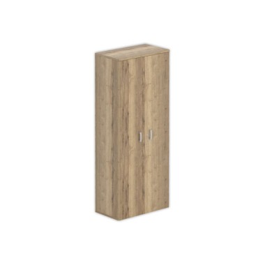 Armoire haute mélamine 2 portes 197x80x42cm chêne veiné - Shopdeschefs