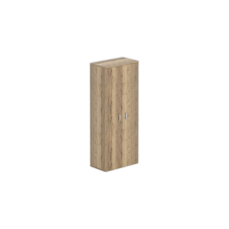 Armoire haute mélamine 2 portes 197x80x42cm chêne veiné - Shopdeschefs