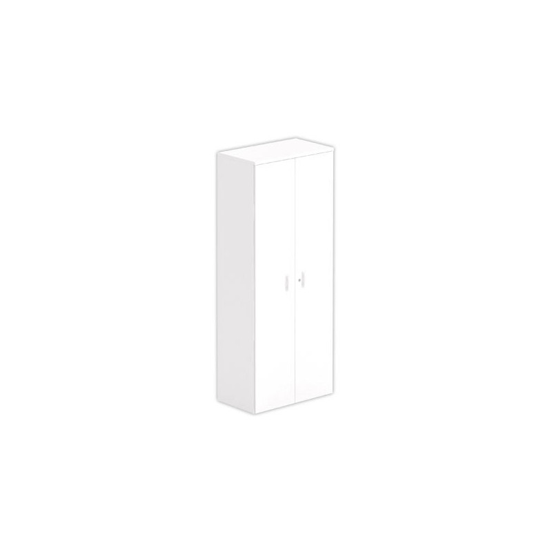 Armoire haute mélaminé 2 portes battantes 197x80x42 cm blanc - Shopdeschefs