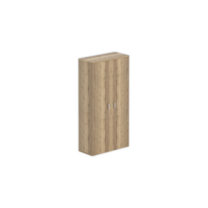 Armoire haute mélamine 2 portes 197x100x42cm chêne veiné - Shopdeschefs