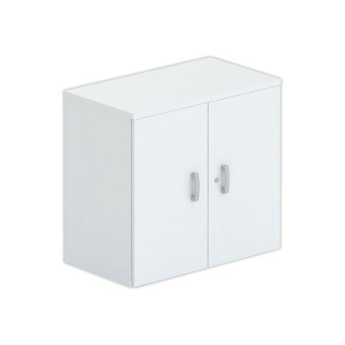 Armoire basse mélamine 2 portes 73x80x42cm gris - Shopdeschefs