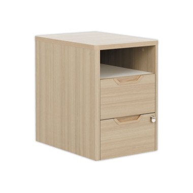 Caisson mobile 2 tiroirs et 1 niche - chêne - Shopdeschefs
