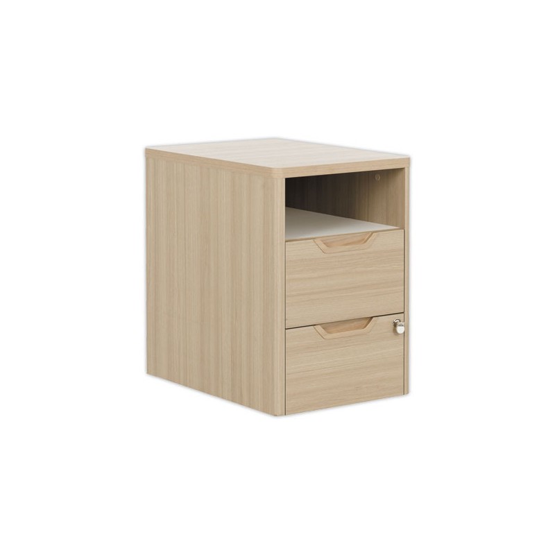 Caisson mobile 2 tiroirs et 1 niche - chêne - Shopdeschefs