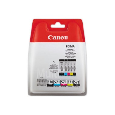 Pack cartouches CANON PGI-570 PGBK / CLI-571 noire et couleurs x5 - Canon