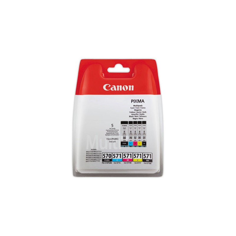 Pack cartouches CANON PGI-570 PGBK / CLI-571 noire et couleurs x5 - Canon