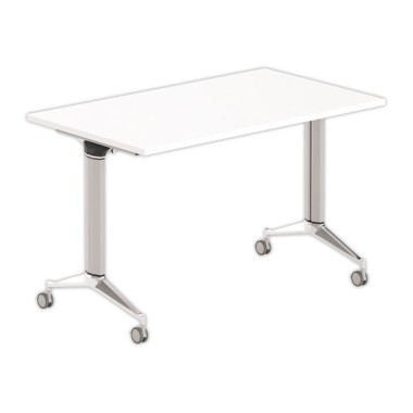 Table rabattable 120x70 blanc/alu montée - Shopdeschefs