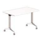 Table rabattable 120x70 blanc/alu montée - Shopdeschefs