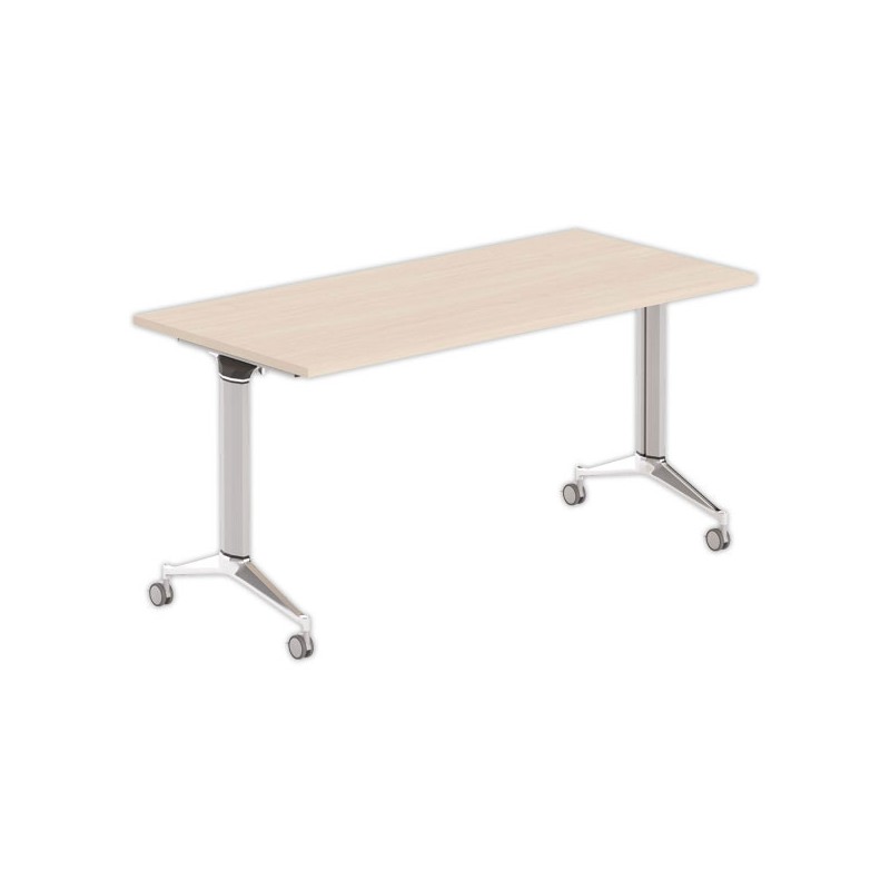 Table rabattable avec roulettes 150x70 acacia/alu - Shopdeschefs
