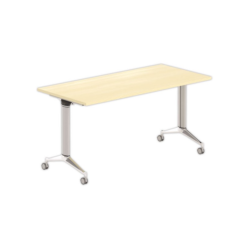 Table rabattable avec roulettes 150x70 hêtre/alu - Shopdeschefs