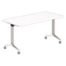 Table rabattable 150x70 blanc/alu montée - Shopdeschefs