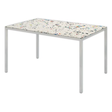 Table rectangulaire 140x90 cm MAHAUT décore FLOREAL recyclée - Galuce