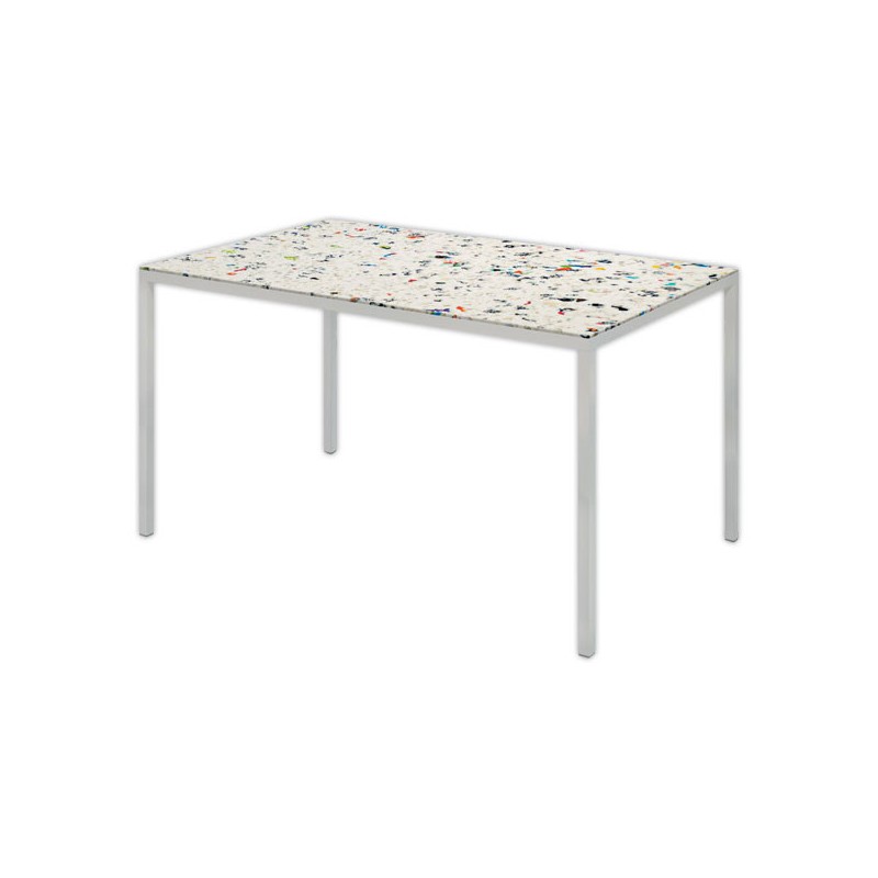 Table rectangulaire 140x90 cm MAHAUT décore FLOREAL recyclée - Galuce