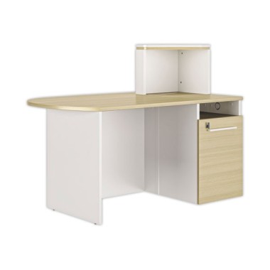 Comptoir, espace de rangement à droiteChêne structuré et blanc monté - Shopdeschefs