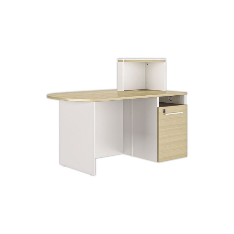 Comptoir, espace de rangement à droiteChêne structuré et blanc monté - Shopdeschefs