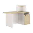 Comptoir, espace de rangement à droiteChêne structuré et blanc monté - Shopdeschefs