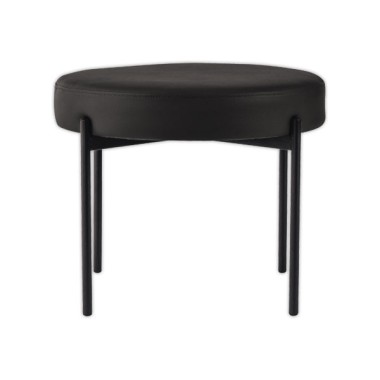 Pouf Rond GAIA D37 pieds noirs simili cuir monté - Paperflow