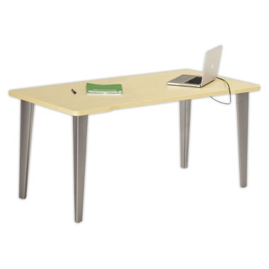 Bureau BORDEAUX 160 x 80 chêne clair -pieds aluminium monté - Vinco Industries